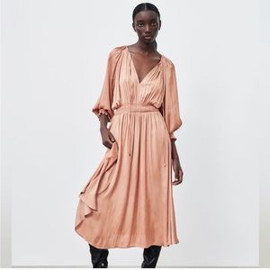 Zara LONG SATIN EFFECT DRESS